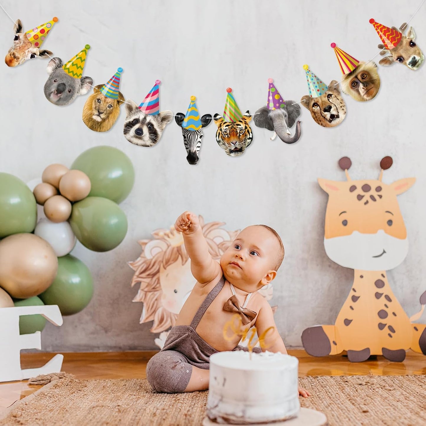 Hooqict Safari Animals Happy Birthday Banner Animal Birthday Party Decorations Party Animal Banner Garland for Jungle Birthday Decorations Kids Wild Zoo Party Supplies