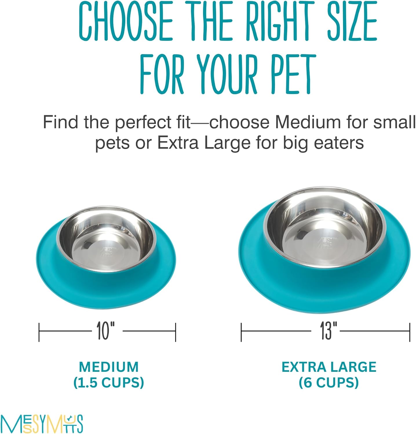 Messy Mutts Single Silicone Feeder with Stainless Bowl | Non-Skid Food Dishes for Dogs for All Pets | Dog Food Bowls | Medium, 1.5 Cups | Blue