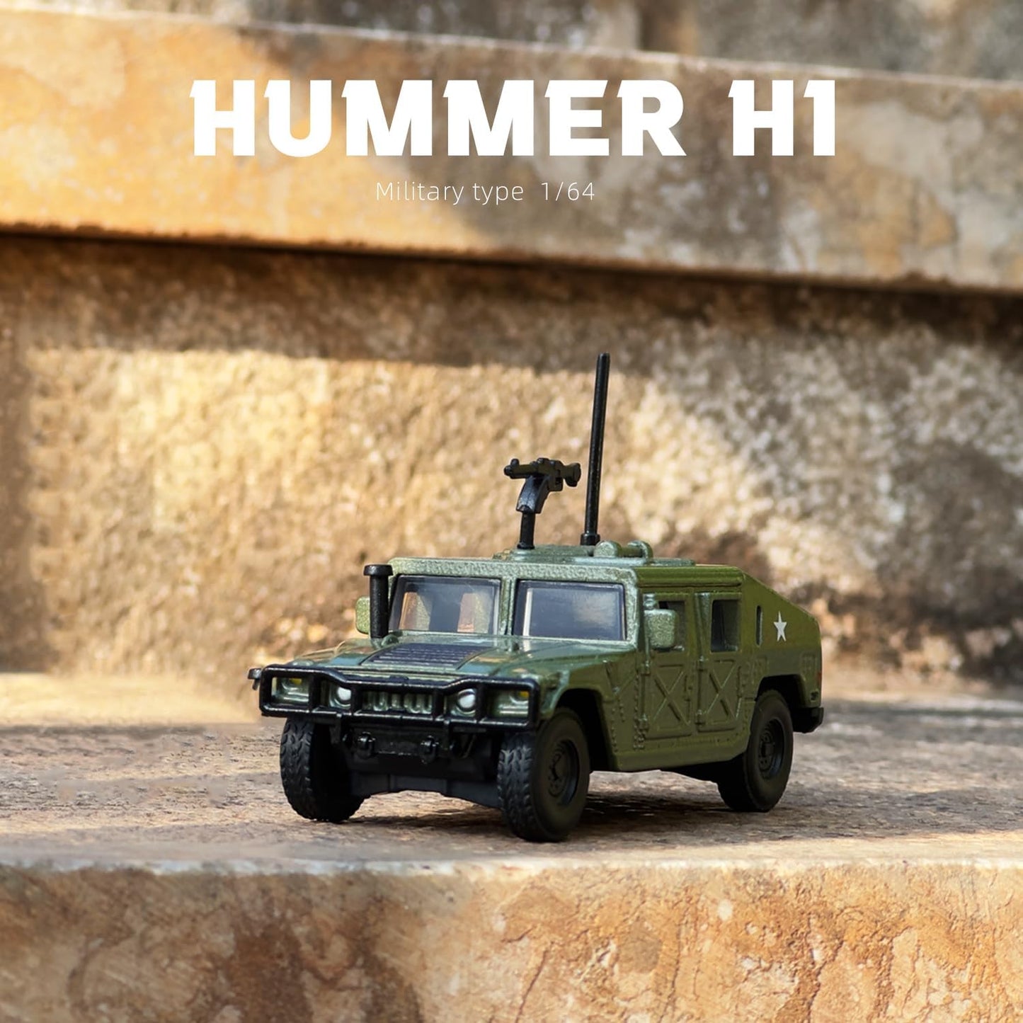 1/64 Hummer H1 Car Model Military Truck Off Road Vehicle Die-cast Metal Model Kit Military Armored Car Multifunctional Truck Armored for Adults Collection or Gift