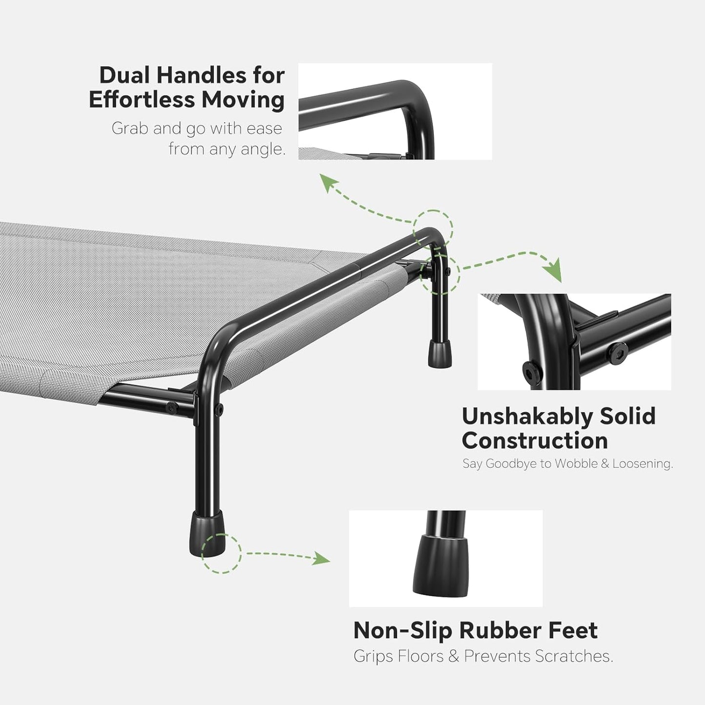 Cooling Breathable Elevated Dog Bed with Metal Frame for Large Dogs, Grey