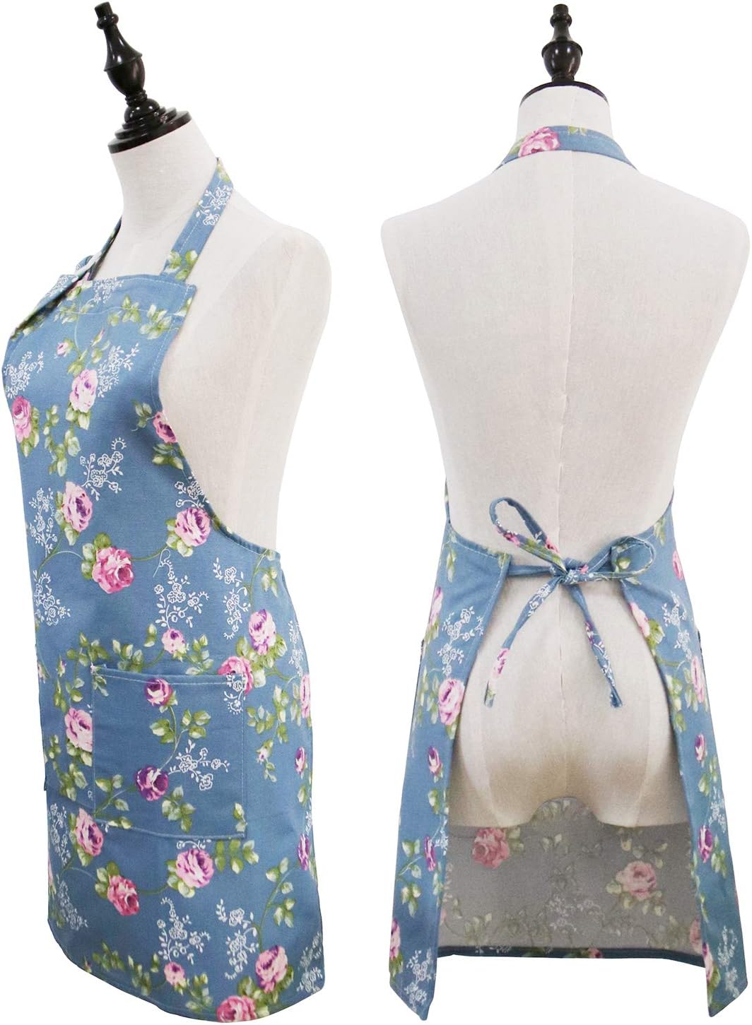 Floral Aprons for Women, 2 Pack Kitchen Aprons with Pockets for Cooking Baking, Gardening Apron Gifts for Gardeners, Birthday Mothers Day Apron Gift for Mom Wife Sister Daughter Grandma