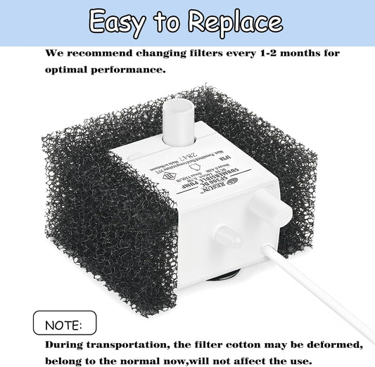 10 Pack Foam Filters for PetSafe Viva Pet Water Fountain – Black Replacement Filters for Pet Drinking Fountain