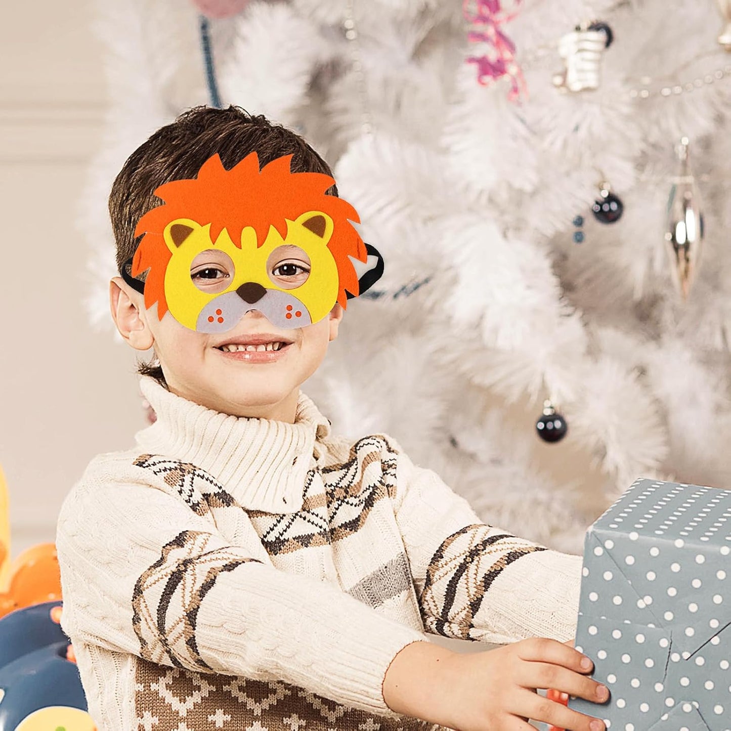 Jtnohx Felt Animal Masks, 10 Pcs Halloween Mask for Kids, Animal Costume for Birthday Party Supplies