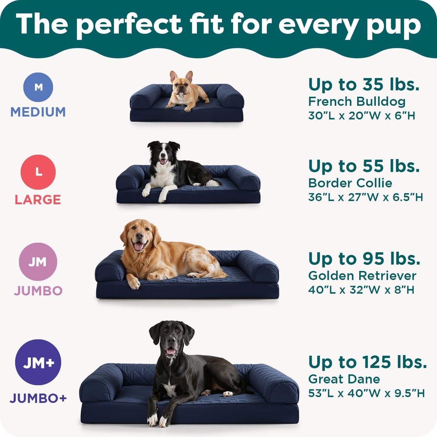 Furhaven Orthopedic Dog Bed for Large Dogs w/ Removable Bolsters & Washable Cover, For Dogs Up to 95 lbs - Faux Fur & Velvet Sofa - Dark Sage, Jumbo/XL