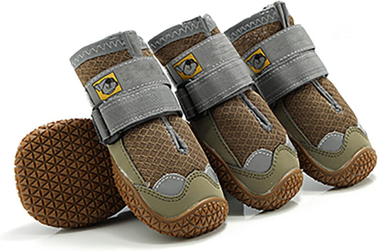Pet Shoes Mountain Soles Dog Boots with Non-Slip Rubber Reflective Straps for Walking Running All Weather Neoprene Paw Protector