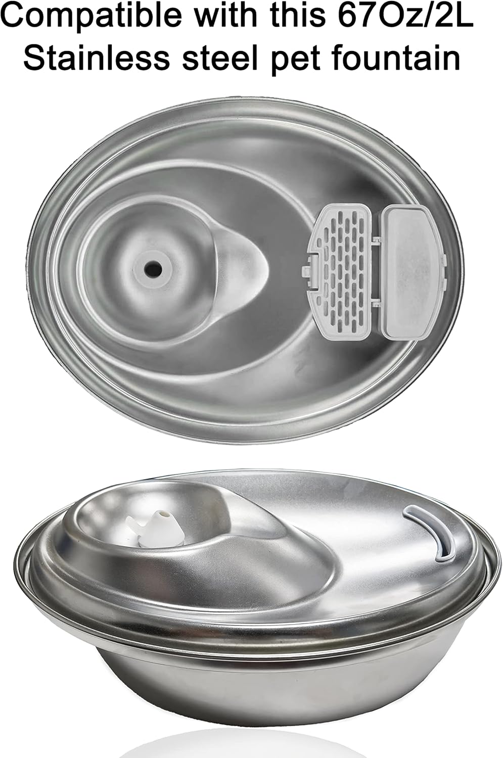 Cat Water Fountain Filter for 67Oz Satainless Steel Pet fountain, Dog Cat Fountain Filter Replacement with Pump Sponges (8filters&8sponges)