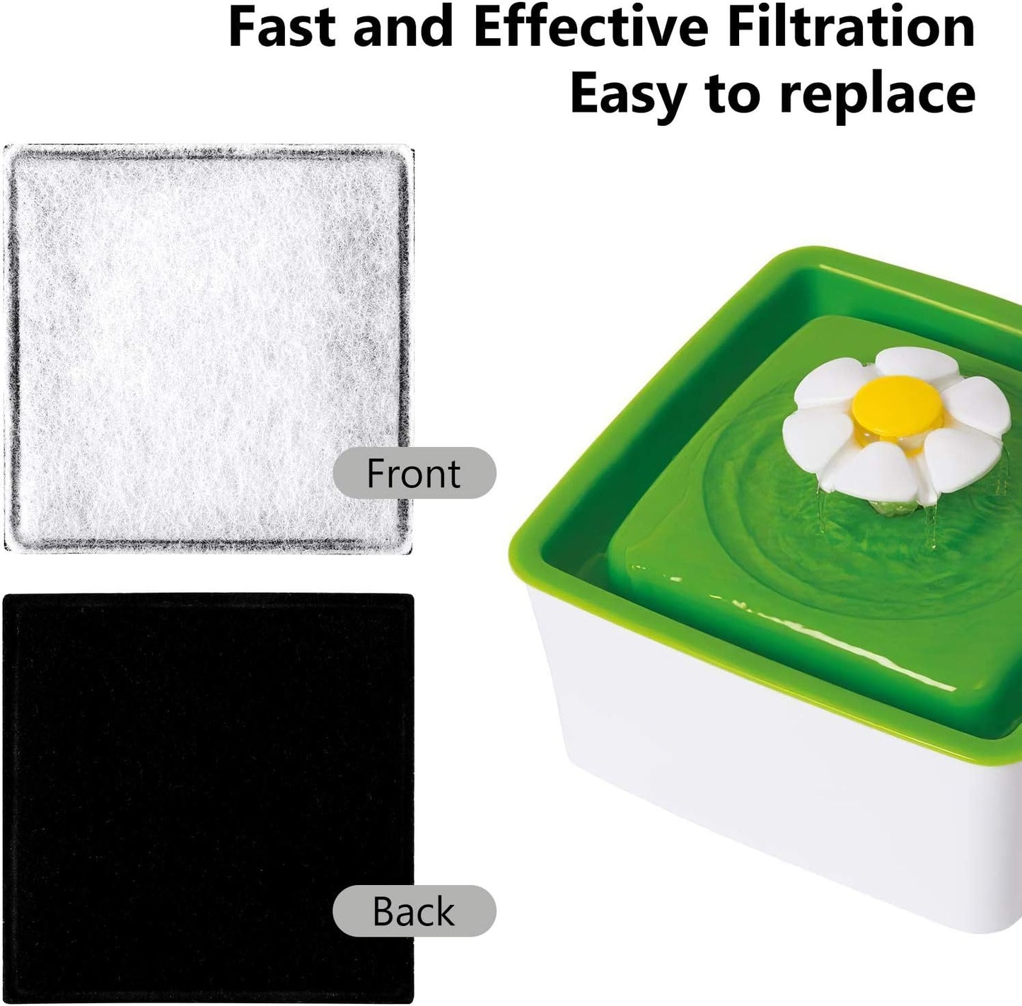 Replacement Carbon Filters, Pet Water Filters Fountain Filters Compatible with Catit Mini Flower Fountain, Pack of 12