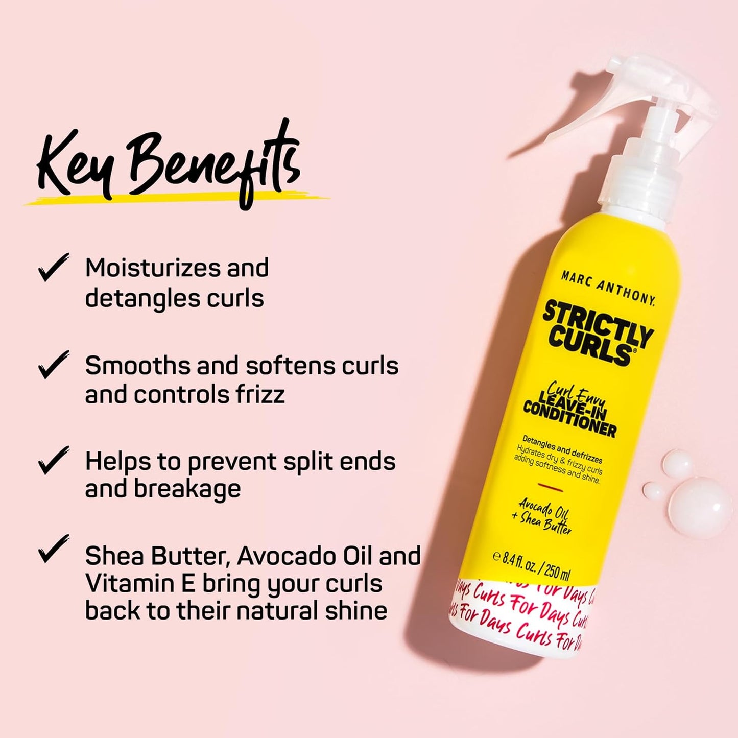 Marc Anthony Leave-In Hair Conditioner for Curly Hair, Strictly Curls - Curl Defining & Deep Conditioning Detangler Moisturizer Hydrates Dry & Frizzy Curls - Hair Styling Product Reduces Frizz