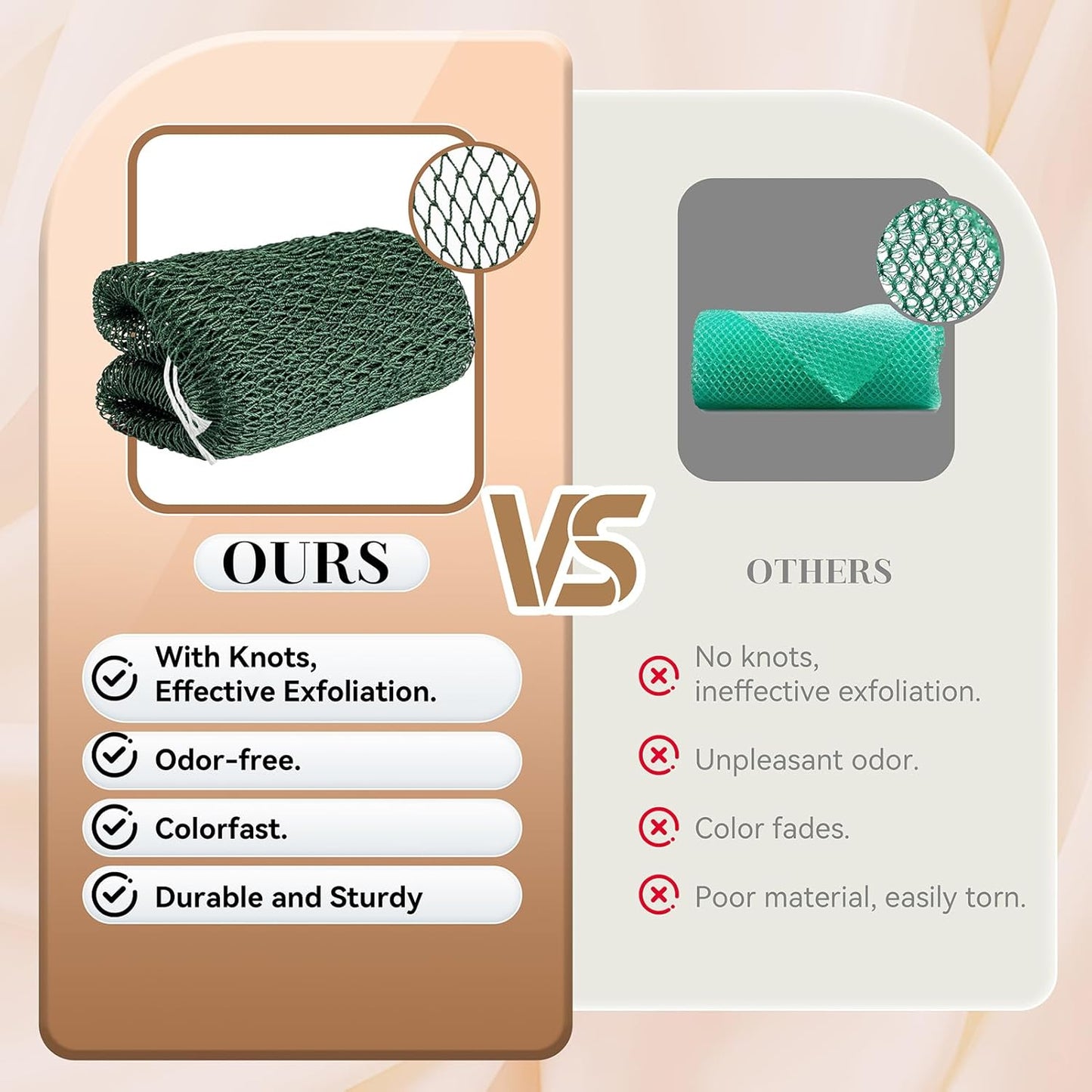 CORATED African Net Sponge Authentic, Shower Loofah Exfoliating Bath Sponge, Body Scrubber for Women and Men Daily Use Body Care, Travel Portable Bath Accessories Spa Gifts