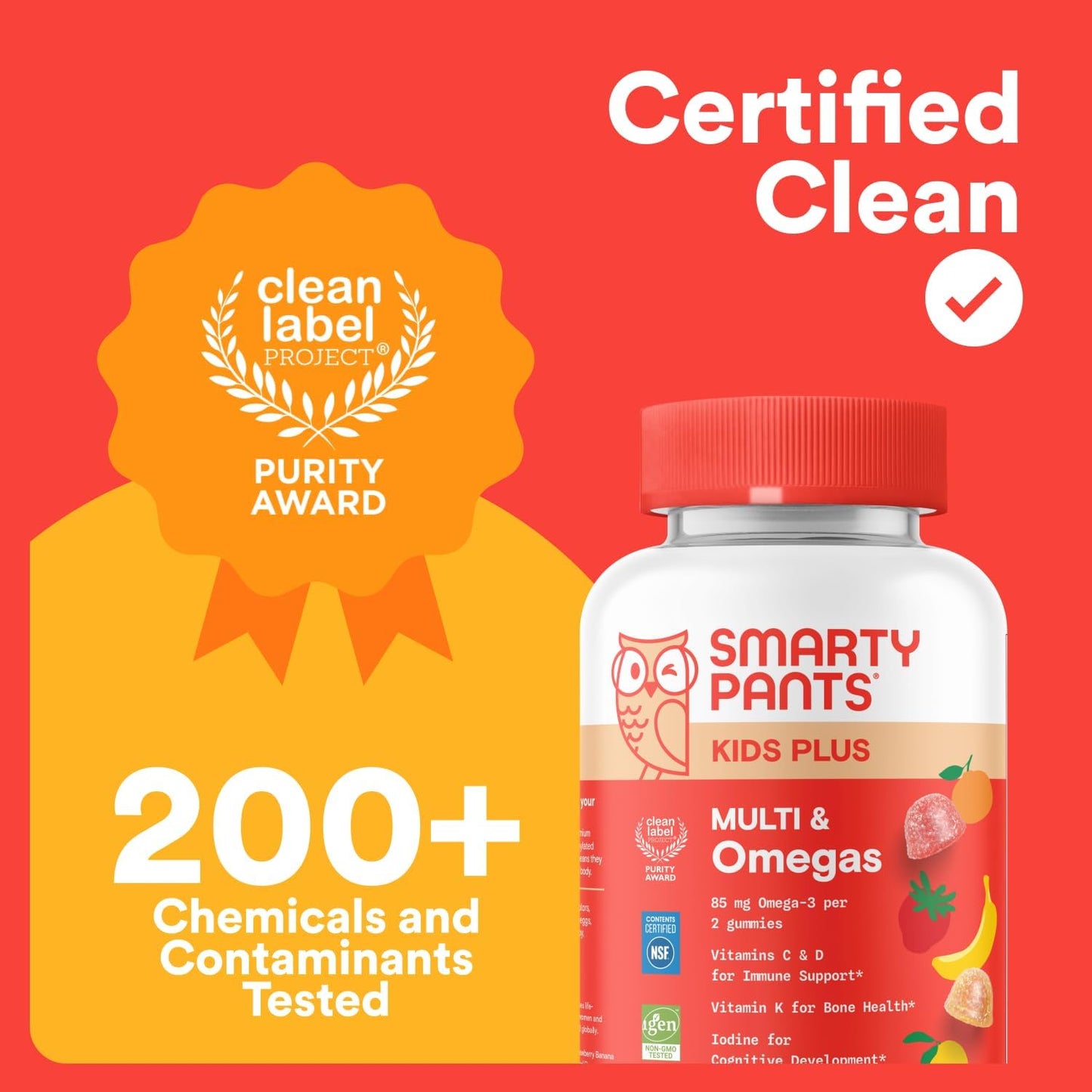 SmartyPants Kids Multivitamin Gummies, Omega 3 (DHA/EPA), Vitamins D3, C, B12, B6, Vitamin A, K & Zinc, Gluten Free, Three Fruit Flavors, 60 Count (30 Day Supply)
