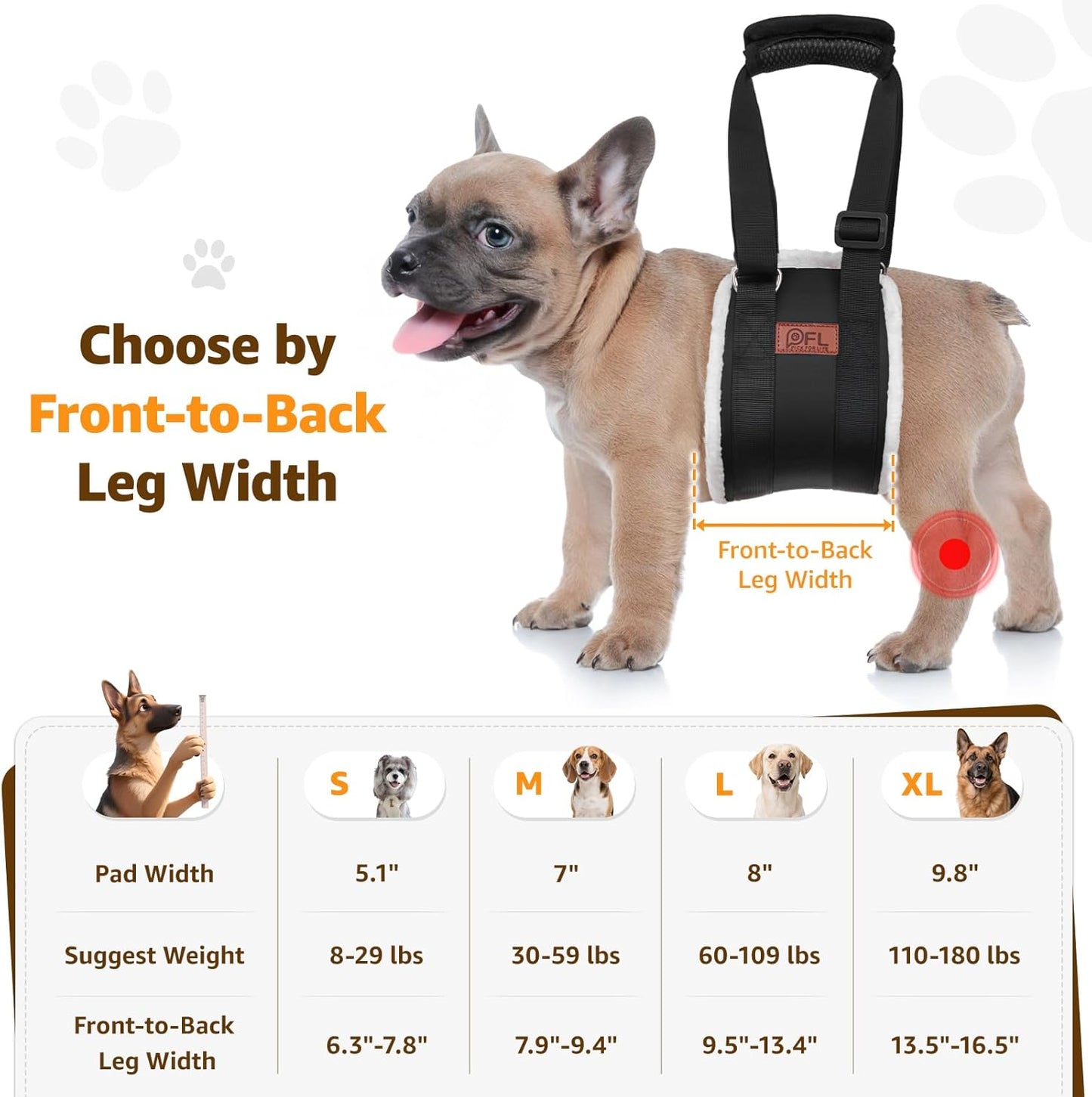 Adjustable Dog Lift Harness, Dog Sling for Large Dogs Lift Support and Rehab Harness for Weak Rear Legs, Soft Hind Leg Support Helps Senior, Injured, Disabled and After ACL Surgery Dogs(Black,Small)
