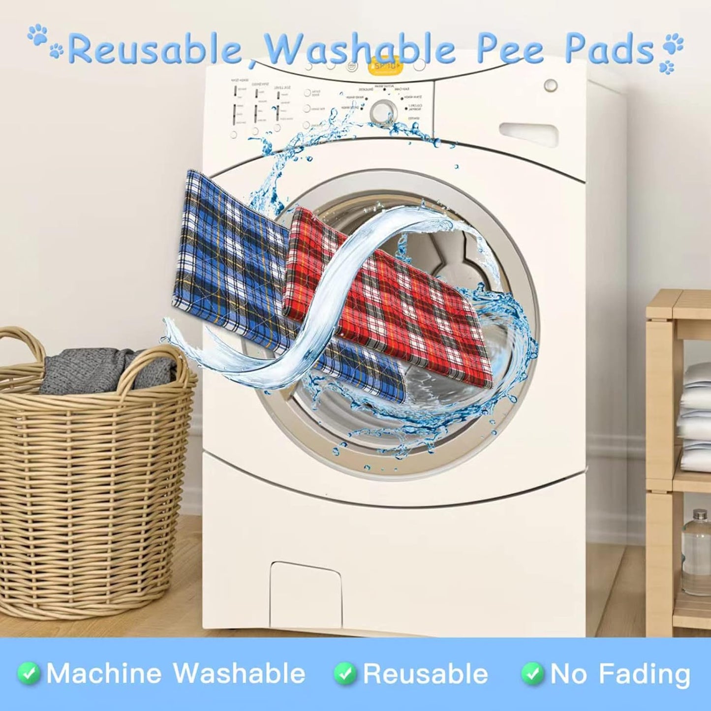 Washable Pee Pads for Small Animal,Waterproof Reusable Puppy Potty Training Pads, Anti Slip Whelping Pads Super Absorbent Cage Liners for Ferrets, Hamsters, Rabbits & All Small Animals (M)