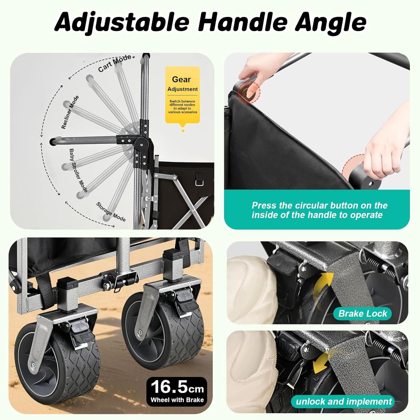 Dog Stroller for Large & Medium Dogs (20–200 lbs), All Terrain Foldable Large Pet Stroller with Tailgate, Cup Holder, Storage Baskets - Heavy Duty Adjustable Handle Extra Large Dog Wagon Cart