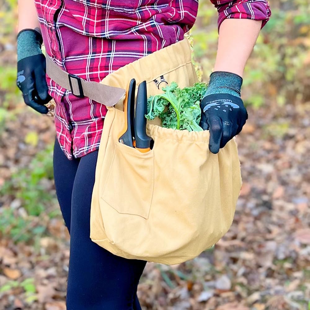 UpBloom Harvest & Weeding Waist Apron with Pockets | Berry Picker/Garden Apron/Foraging Bag for Harvest - Vegetables, Fruits