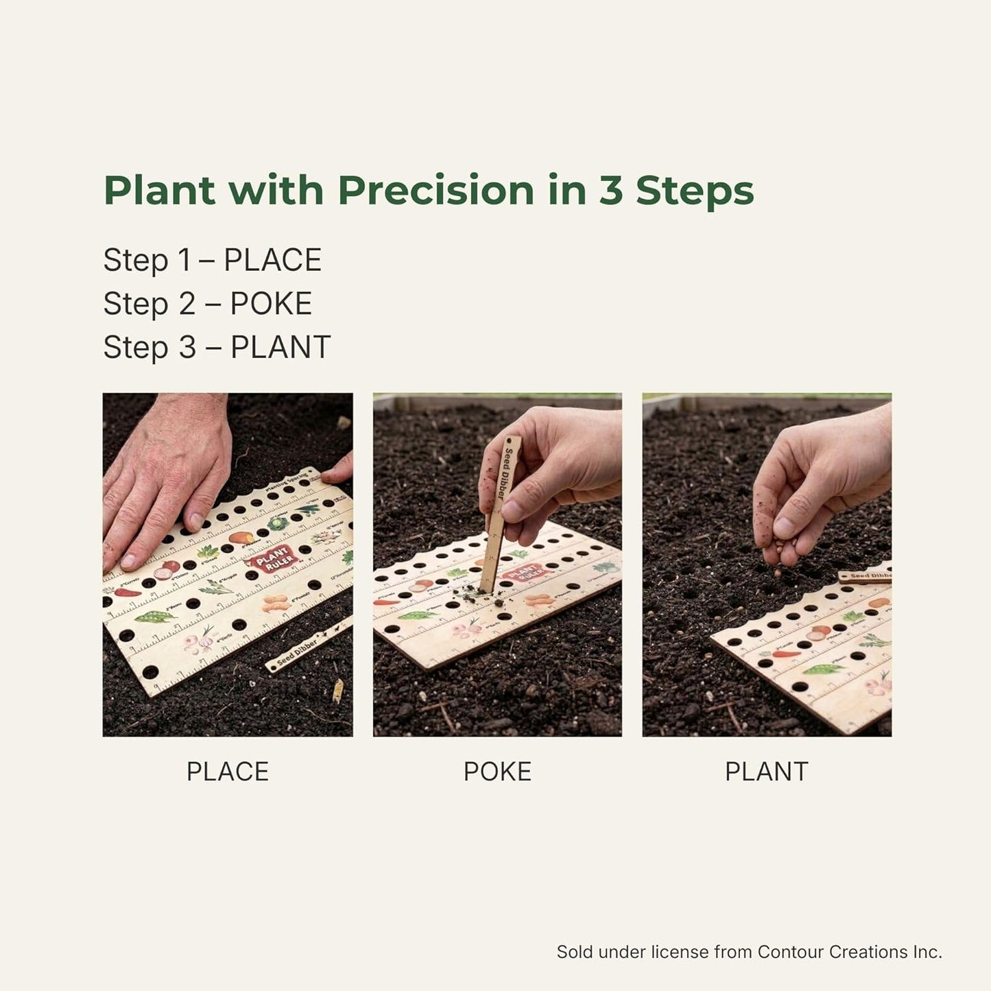 Plant Ruler by Snurfado – Wooden Seed Spacing Tool for Vegetable Gardens – Garden Planting Guide for Precise Row Planting in Raised Beds & In-Ground Soil