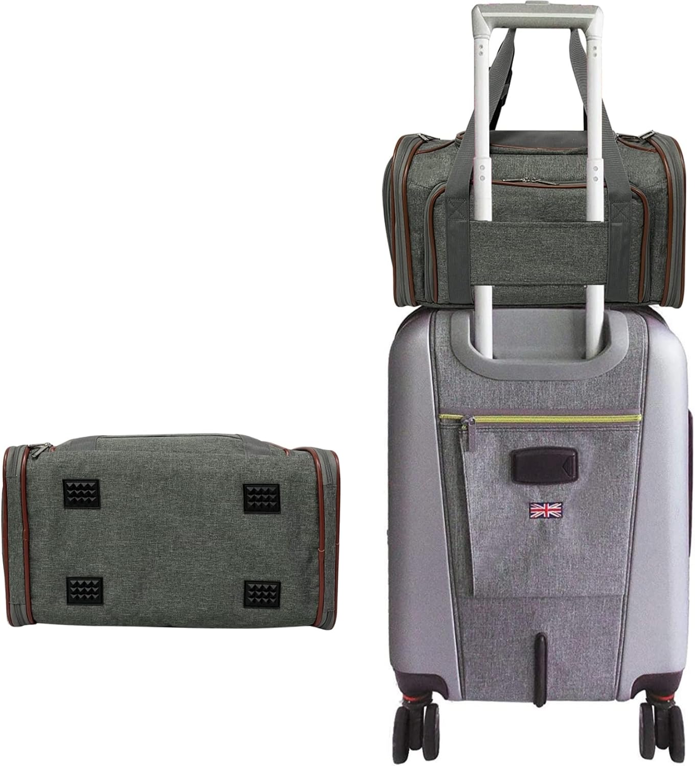 Mr. Peanut's Expandable Airline Approved Soft Sided Pet Carrier, Luxury Travel Tote with Premium Auto Self Locking Zippers, 18LX10.5WX11 H (Twilight Grey)