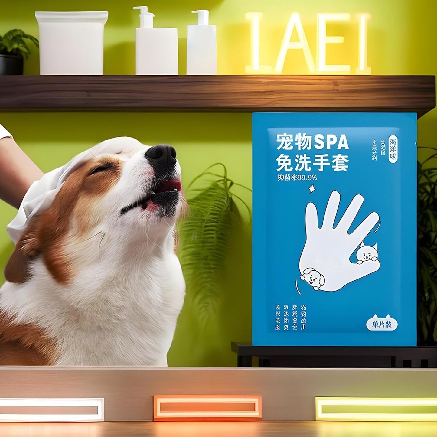 Gentle Pet Cleaning Wipes, Soft Glove Grooming, 3 Piece Travel Pack with Deodorizing Formula, Portable Care Material, Dog Cat with Multi use Design, Pet Grooming Wipes for Paws Butt