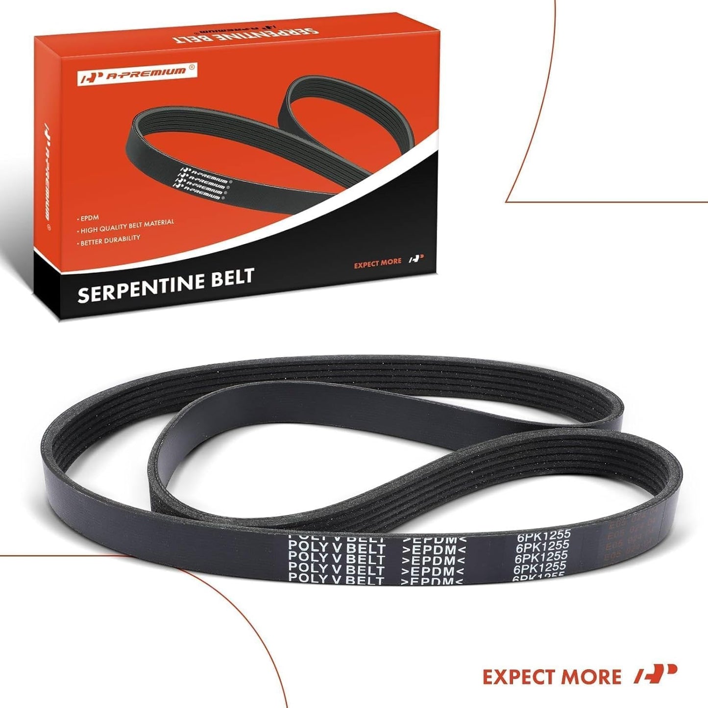 A-Premium 49.45 In Micro-V Serpentine Belt Fit For Toyota, Hyundai, Kia & Lexus Cars - Camry 2012-2017, RAV4, Elantra, Sonata, Accent, Tucson, Veloster, Kona, Soul, Optima, Rio, tC, NX350, Gas Only