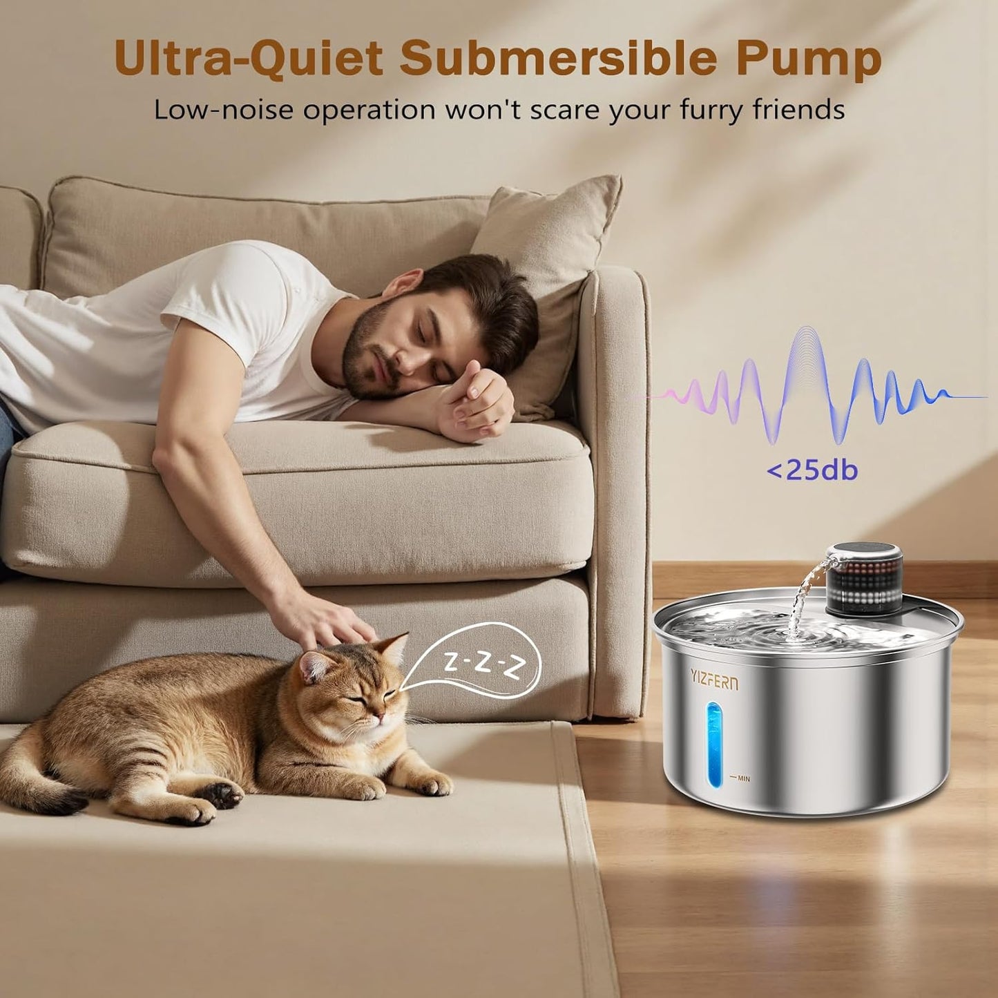 Cat Water Fountain Stainless Steel 108oz/3.2L Upgrade Dual-Filtration Pet Water Fountain for Cats Indoor, Ultra Quiet Dog Water Bowls Dispenser for Drinking, Automatic Cat Watering Supplies (White)