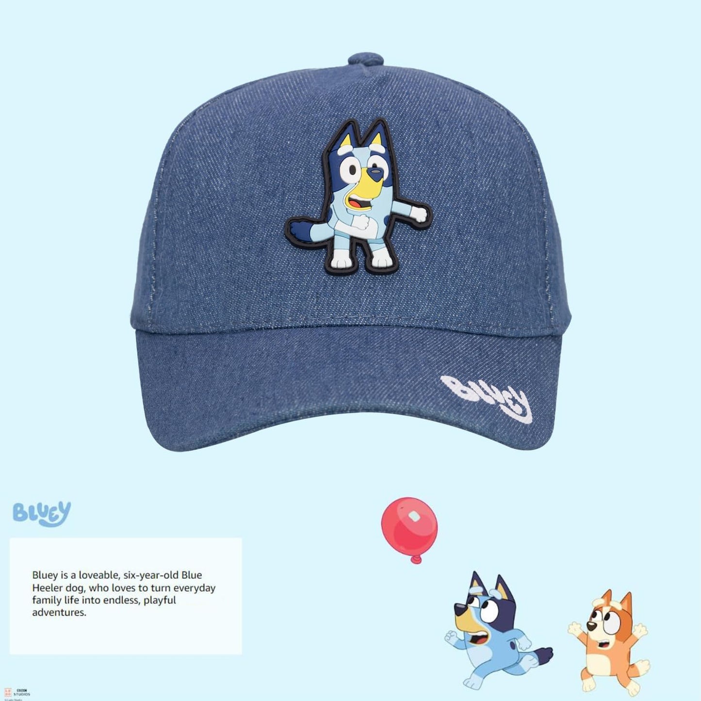 Bluey Hat Toddler Baseball Cap – Cute Hat for Kids, Adjustable Toddler Ball Cap, Bingo, Bandit
