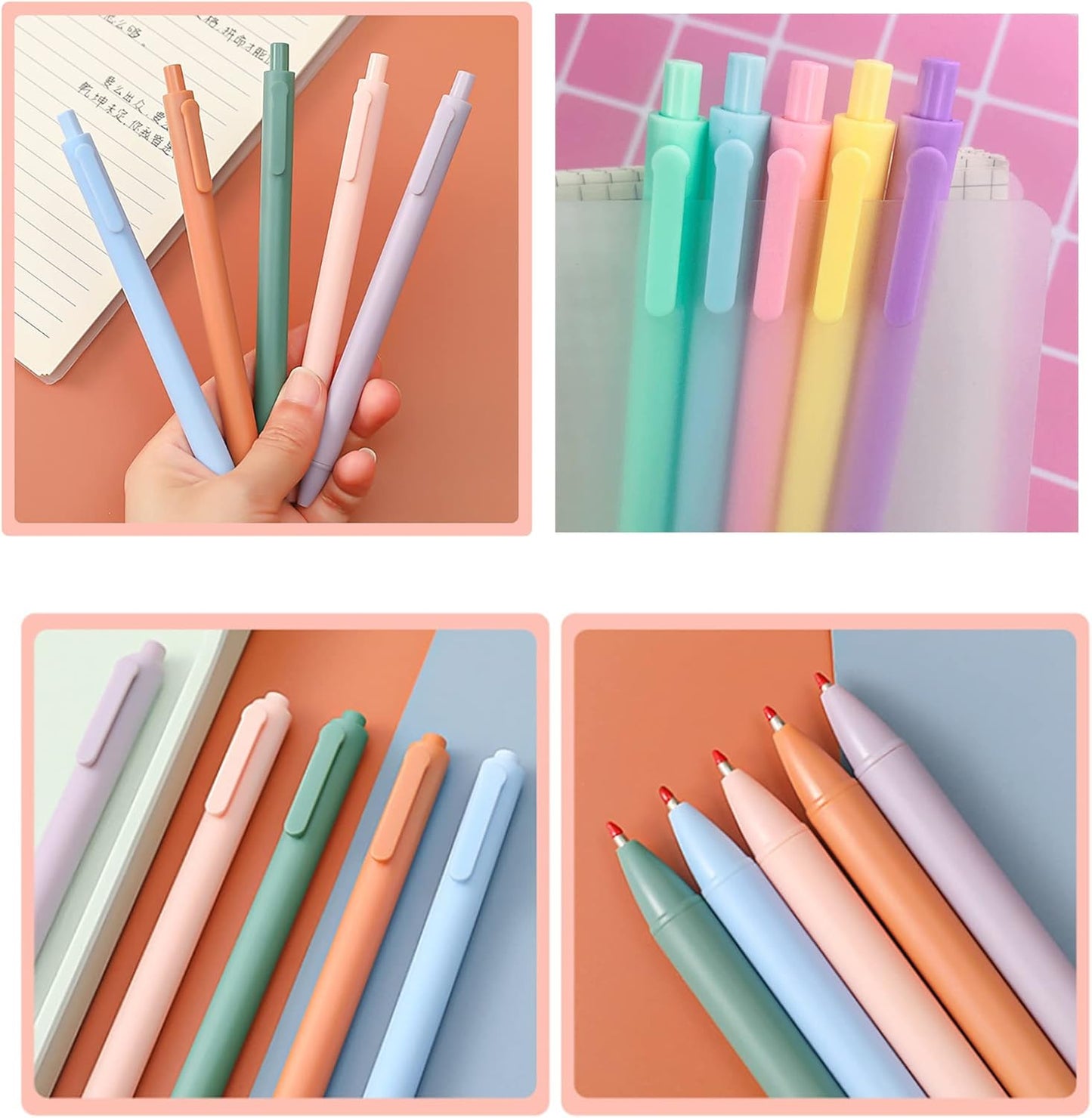 YYaaloa 70pcs Cute Pens Black Gel Ink Pens Retractable 0.5mm Gel Pens Bullet Point Nice Gifts Fun Pens for Women Office Supplies