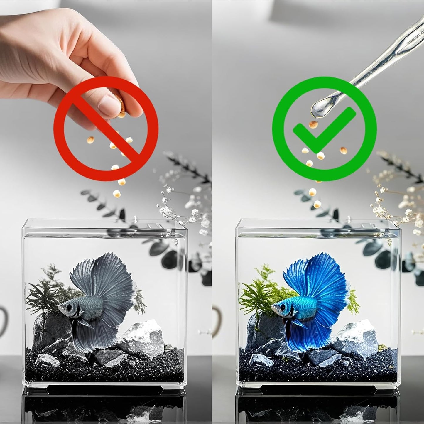 Betta Food Spoon Mini - Tiny Feeding Tool Holds 6-10 Fish Food Pellets Per Scoop, Prevent Overfeeding & Easy Clean Aquarium Tool, Betta Fish Tank Accessories,6Pcs, Brass