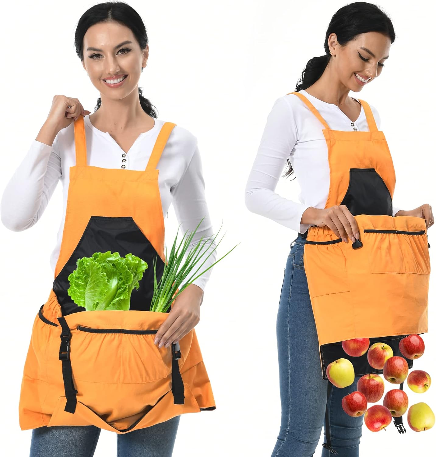 Gardening Apron, 8Oz Waterproof Canvas Garden Apron with Quick Release Pockets for Harvesting, Great Gardening Gifts for Women.