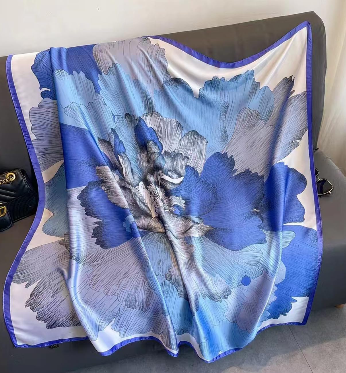 XL 43 Inch Extra Large Square Scarf Fashion Scarves Silk Feeling Hair Scarf Wrapping Scarfs Night Sleeping Headscarf