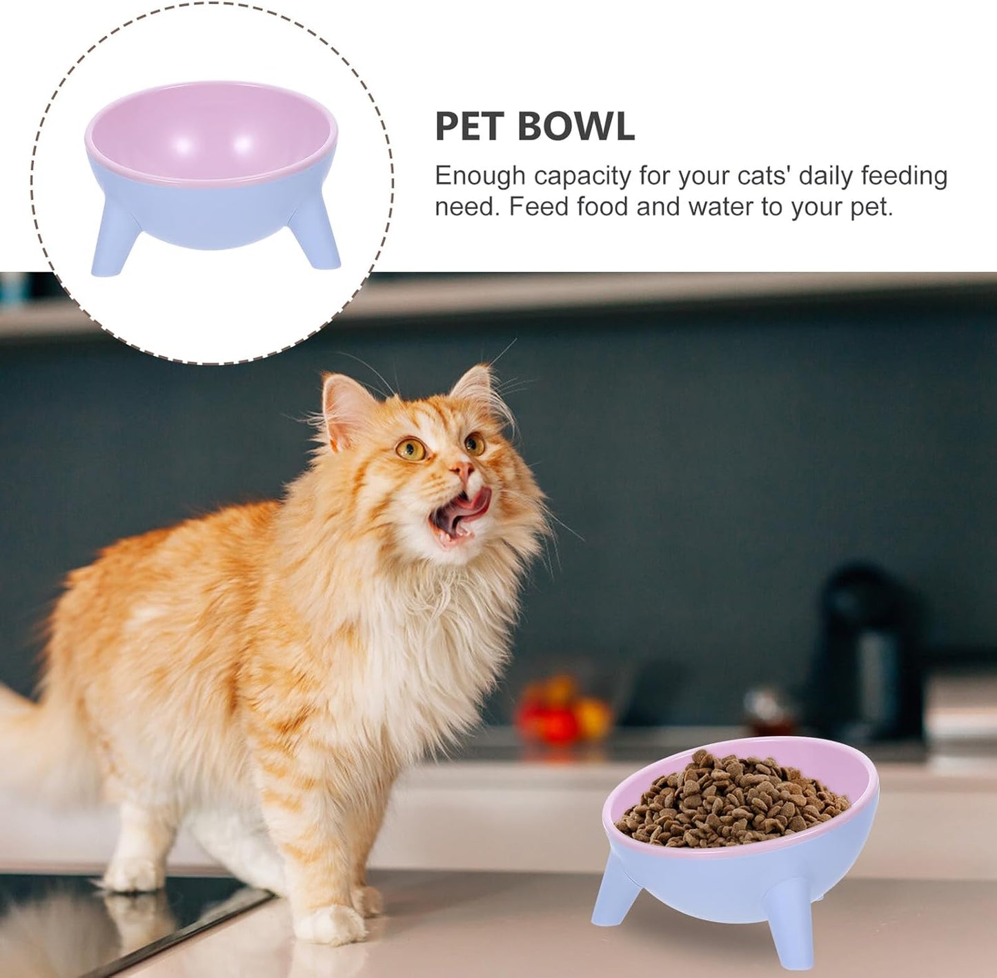 Milisten Stable Cat and Dog Feeding Bowl Set, 15° Tilted Raised Plastic Pet Water Feeder, Spill-Resistant Pink Dual Bowls for Cats and Small Dogs