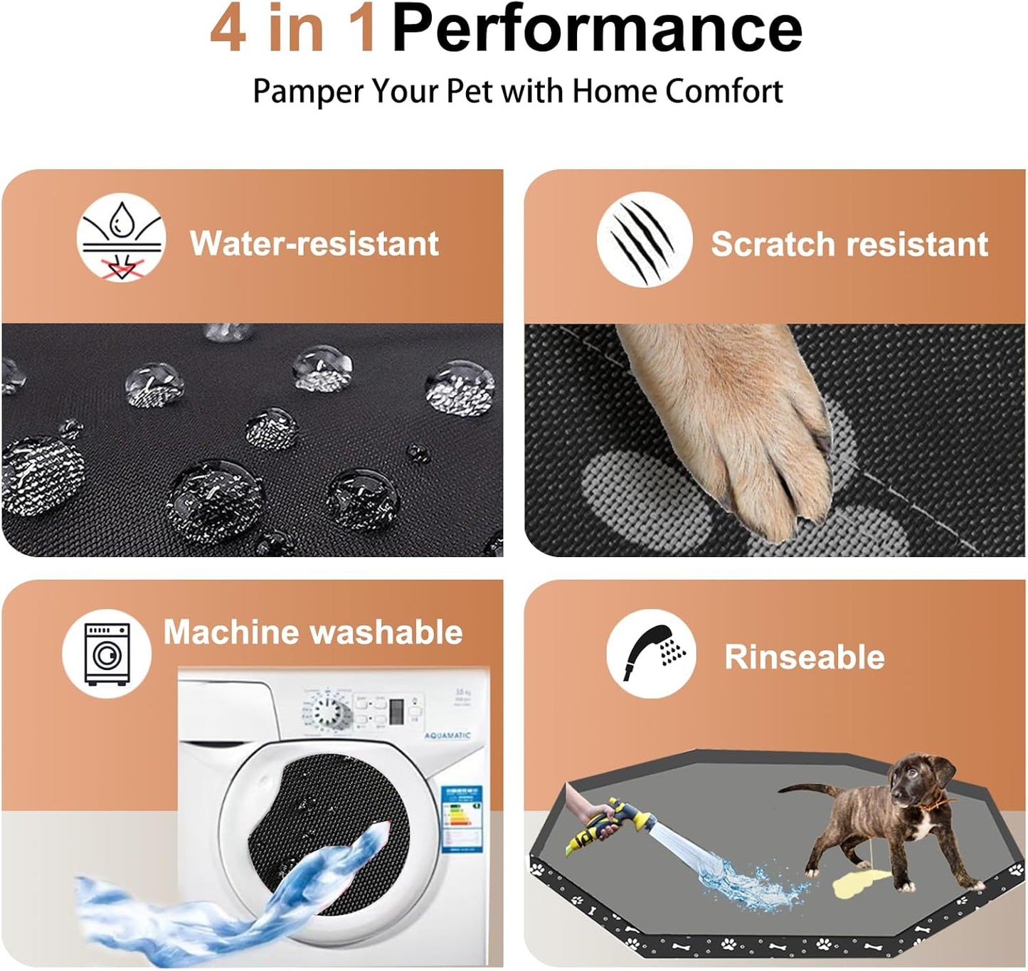 Dog Playpen Bottom Pad for 24" Metal Octagon 8-Panel Pet Pen | Waterproof Reusable Dog Training Mat | Design with Elastic Buckle Connections (Note: Playpen Not Included) (Black)