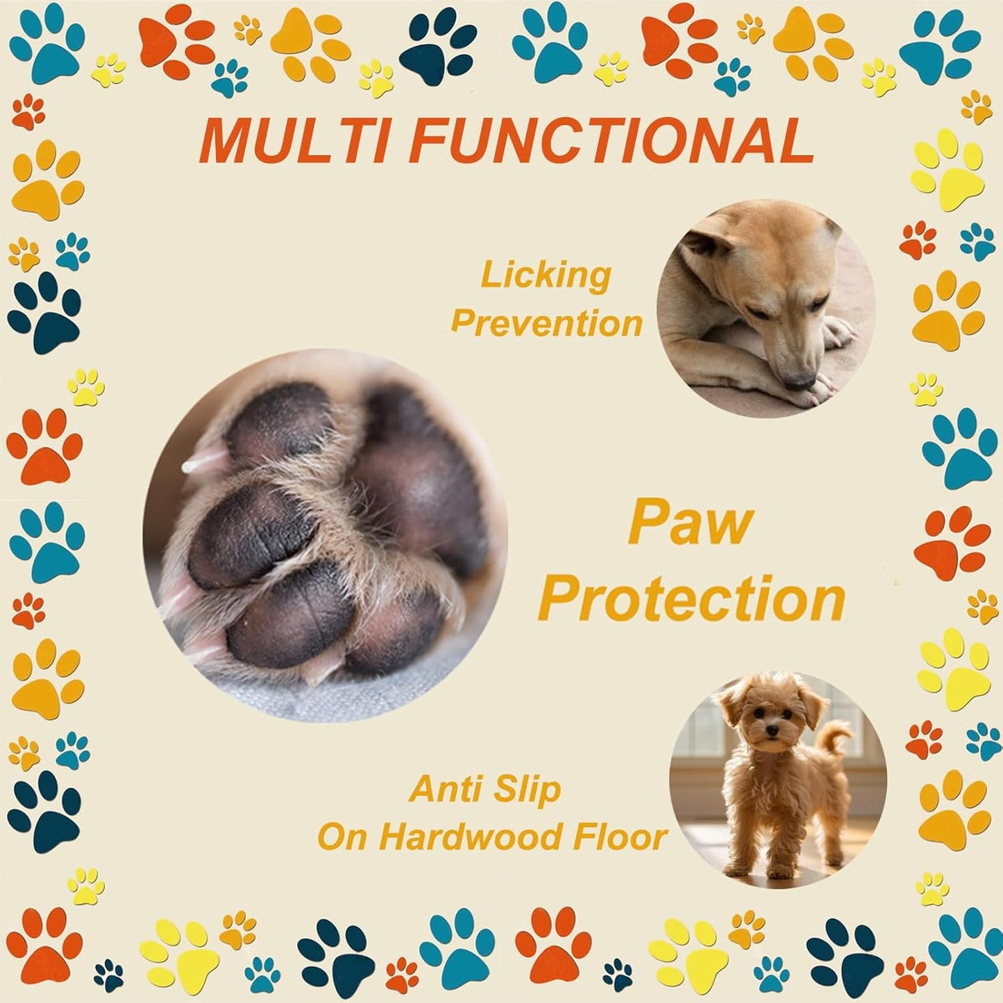 Dog Socks with Grippers for Senior Dog, Hardwood Floors, Dog Socks to Prevent Licking Paws Shoes Booties Boots & Paw Protectors for Hot Pavement, Winter (XS, Dot Khaki)