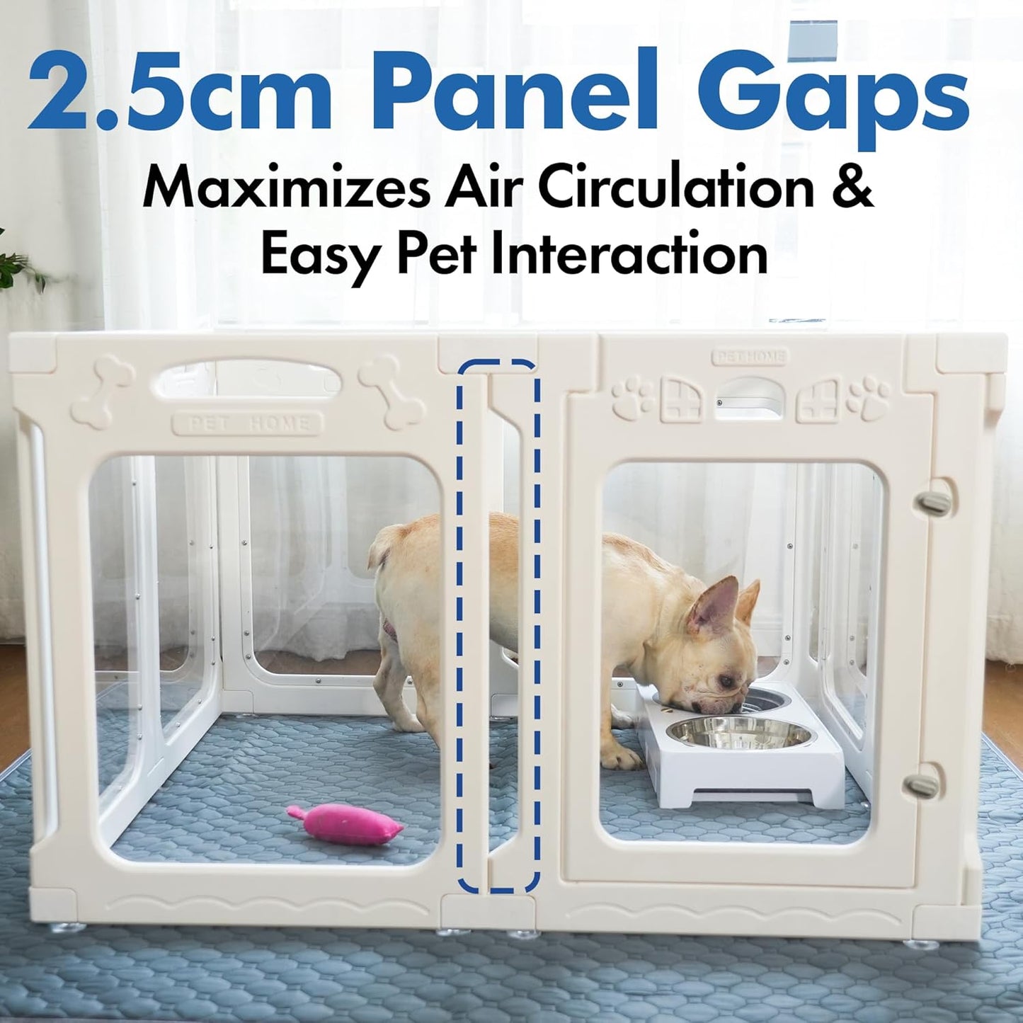 Clear Acrylic Dog Playpen with Toilet for Puppies & Small Dogs, Height 24 Inch,12 Panels, White