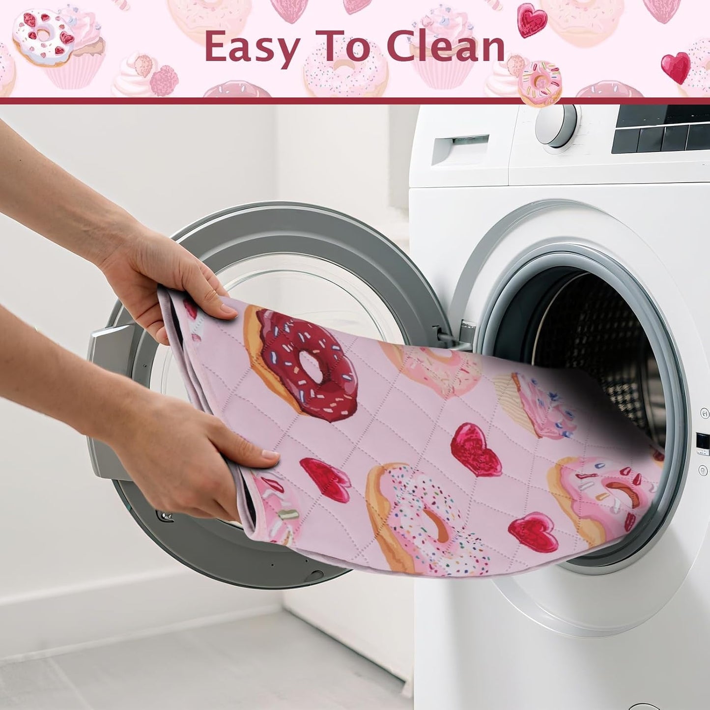 IEUUMLER Washable Pee Pads for Dogs, 2 Pack Cake Pattern Reusable Waterproof Puppy Potty Pads, Non-Slip Absorbent Pet Training Pads for Playpen Crate Bed EU015 Pink Cake, 24x18