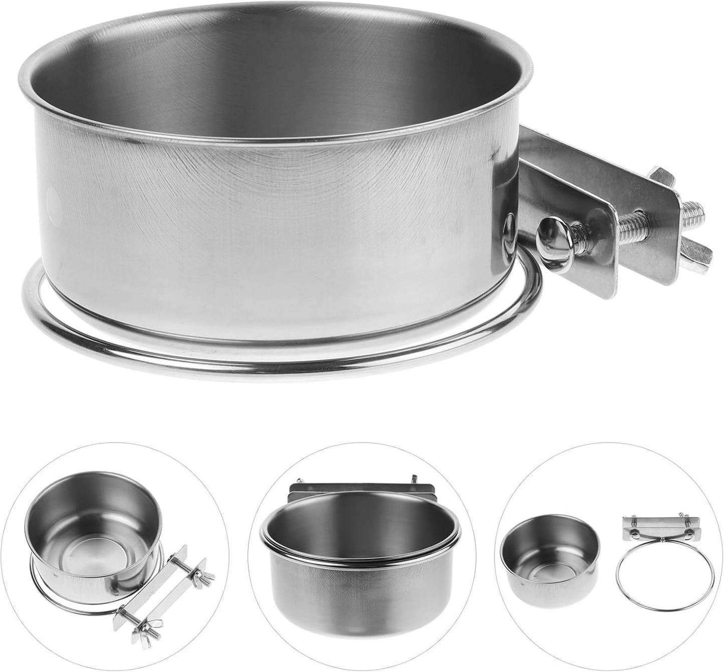 PRETYZOOM Elevated Dog Bowl and Water Dish Set with Stainless Steel Bowls, Wall-Mounted Double Screw Holder 10cm, Non-Spill Feeder for Small to Large Dogs and Puppies