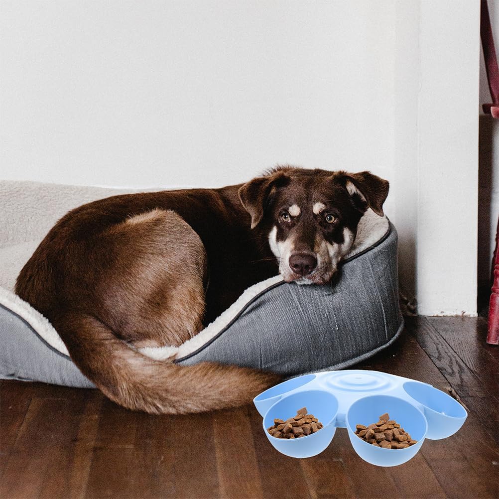 POPETPOP 2pcs Cat Food Water Bowls Plastic Dog Cat Feeder Bowls Multi- Feeder 6-Meal Kitten Food Dishes Petals Shaped Dog Bowl Blue