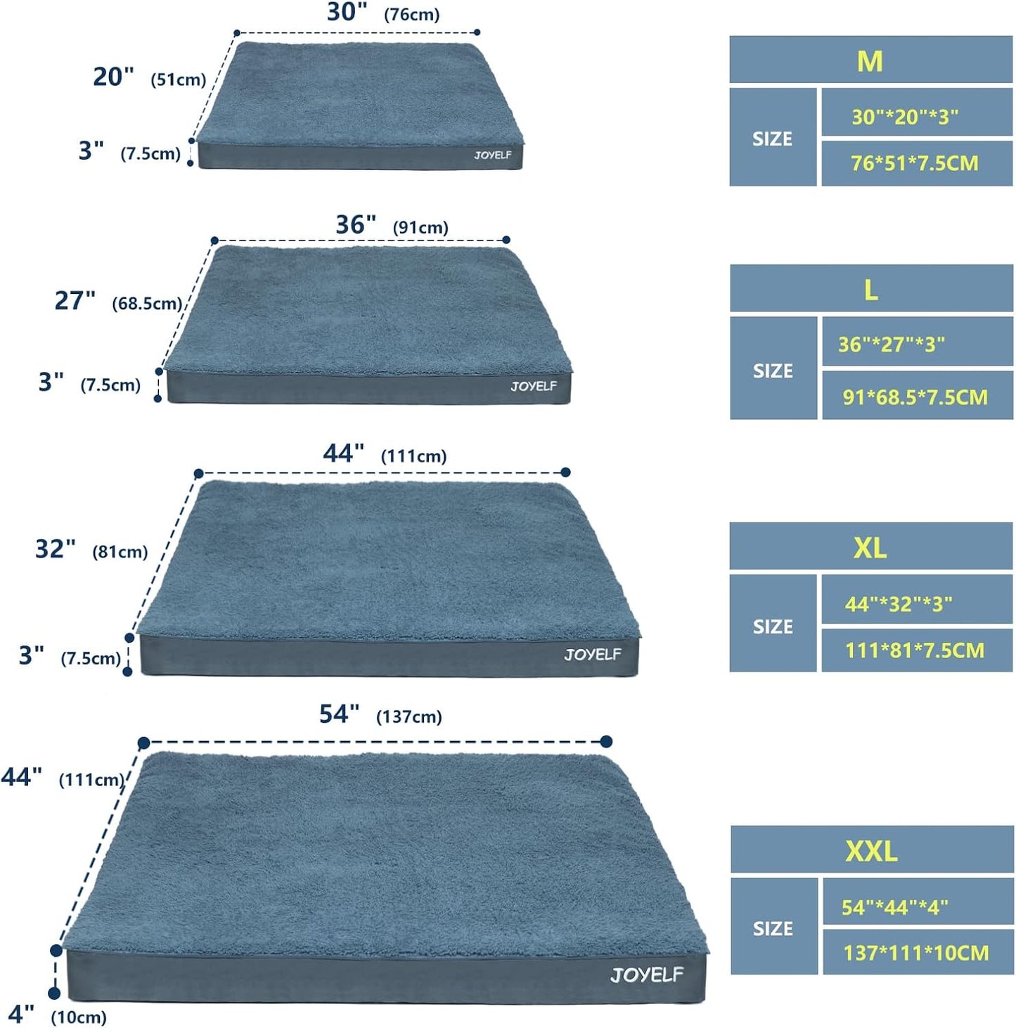 JOYELF Large Dog Crate Bed Mats Orthopedic Dog Bed, Egg Crate Foam Waterproof Dogs Pad with Washable Removable Cover, a Squeaker Toy as Gift