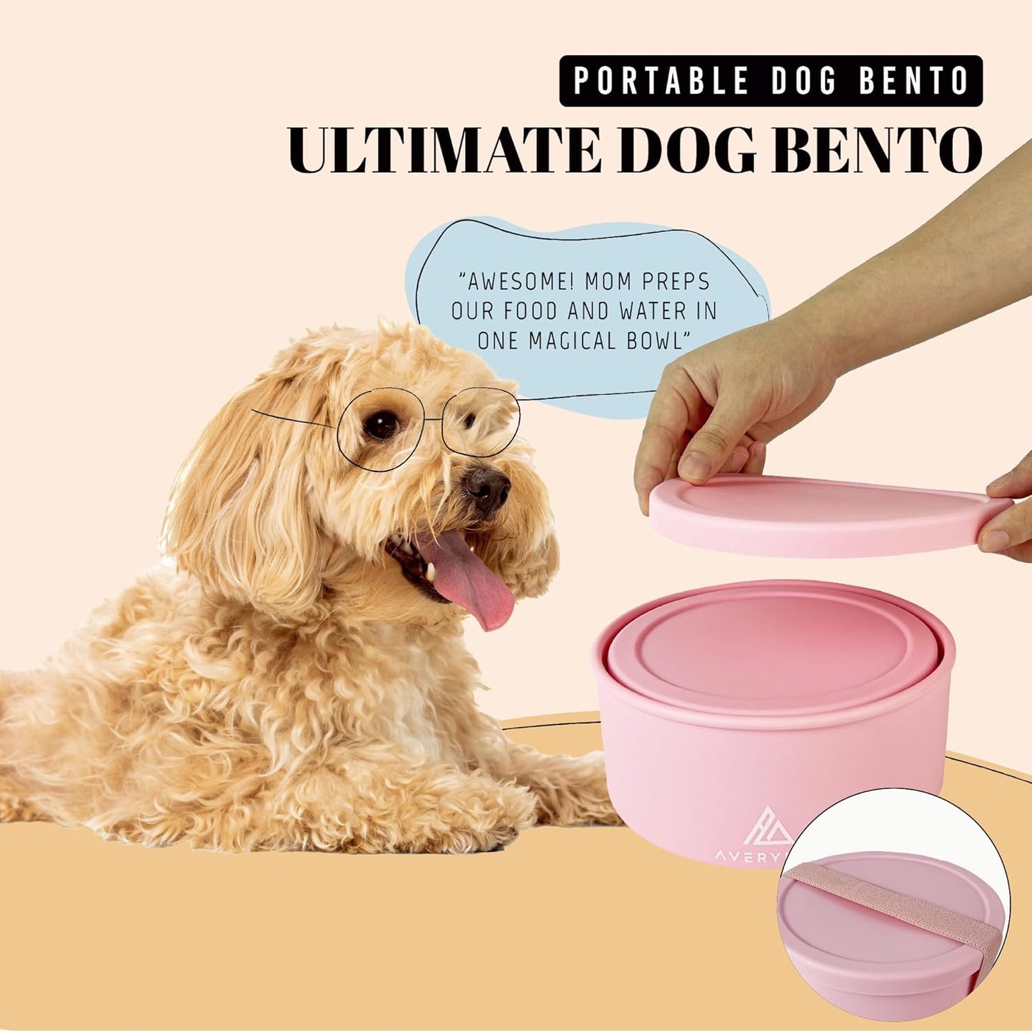 AVERYDAY 50 Oz Travel Dog Bowls with Lids, 2-in-1 Portable Pet Bowls for Food and Water, Leakproof Travel Dog Food & Water Bowl for Outdoor, Camping, Travel Dog Feeding Bowl, Daycare Pet Bowls