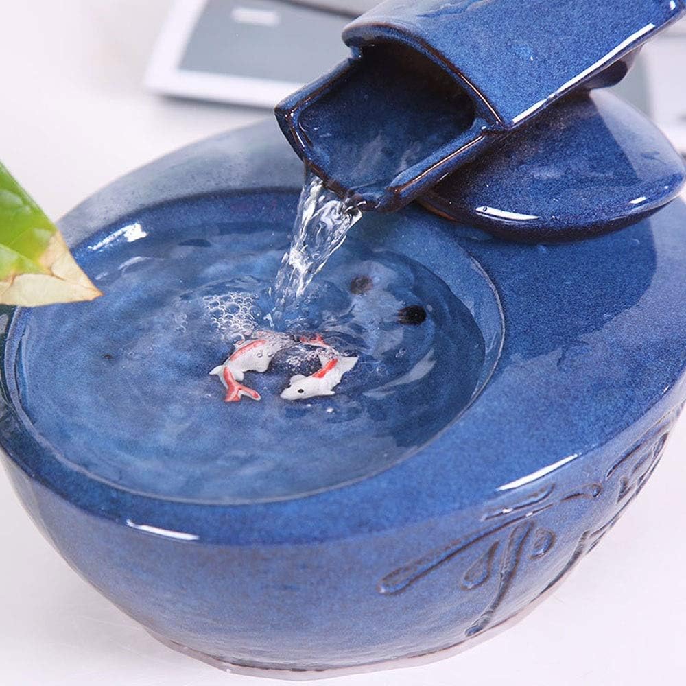 Pet Drinking Water Fountain for Cat Dog -Automatic Circulation Pet Water Dispenser Ceramic (BPA-Free) Filtered Water for Your Pet Silent Non-Slip (Blue 1.0L)