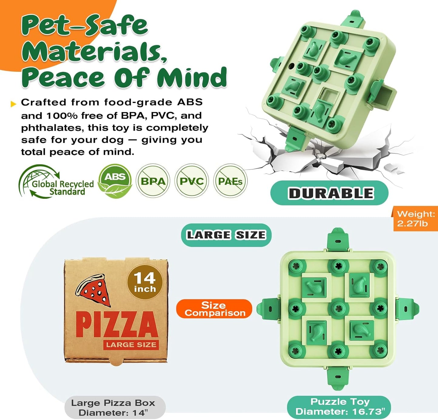 KADTC Dog Chess Puzzle Toy, Large Size, U.S. Brand & Design, 3 Levels of Step-by-Step Challenge for Smart Dogs Interactive Boredom Buster Mental Stimulation Enrichment Toys Puppy Treat Brain Puzzles