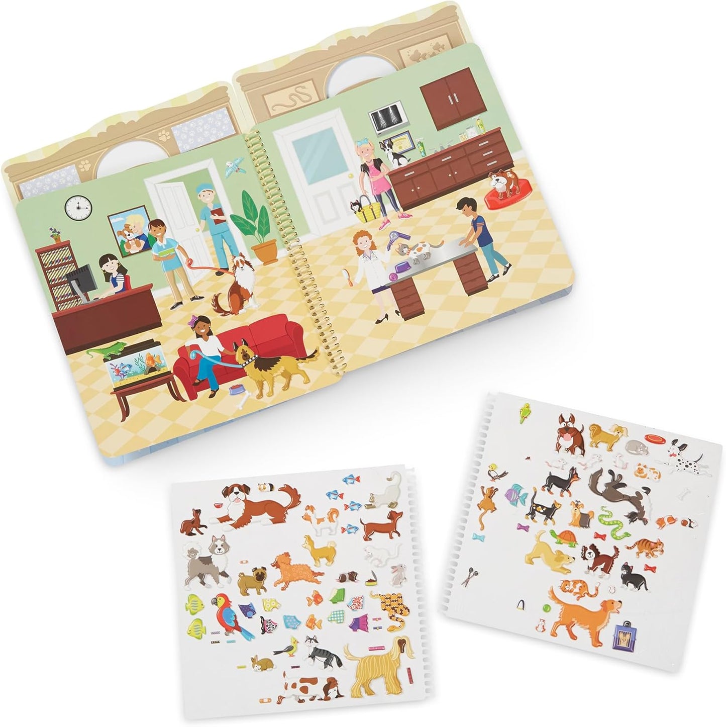 Melissa & Doug Pet Place Puffy Sticker Activity Book – 115 Reusable Stickers with 10 Background Scenes, Pet-Themed Mess Free Travel Toys for Kids Ages 4+ - FSC Certified
