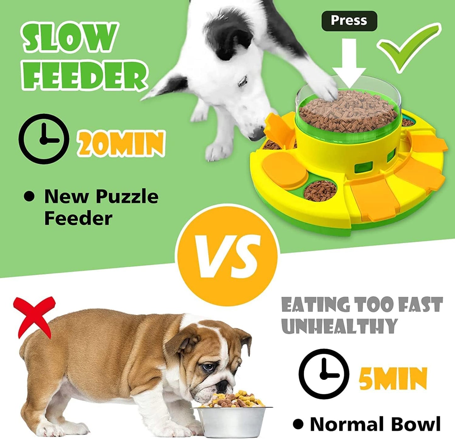 Dog Puzzle Feeder Toy - Green Slow Feeding Dog Puzzle Toys for IQ Training & Mental Enrichment - Food Dispenser for Small Breeds