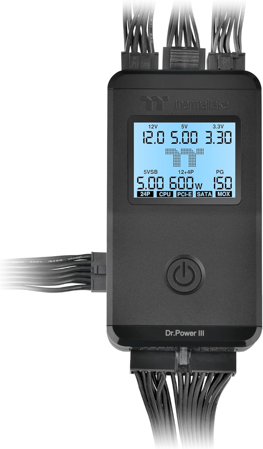 Thermaltake Dr. Power III ATX Power Supply Tester/Support up to ATX12V v3.1 with PCIe 12+4pin Connector/Voltage Output for +12V, +5V, +3.3V, and +5Vsb, AC-069-OO1NAN-A1