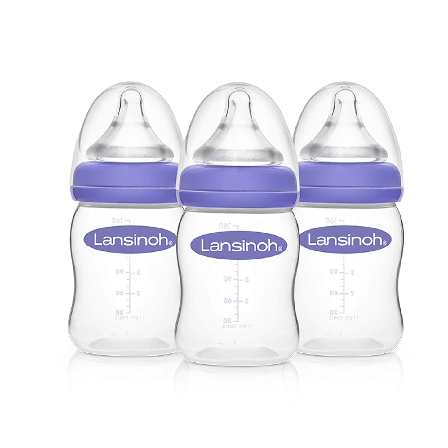 Lansinoh Anti-Colic Baby Bottles, BPA-Free Plastic, 5 Ounces, 3 Count, Slow Flow Nipples (Size S), Breastfeeding Bottle with NaturalWave Design