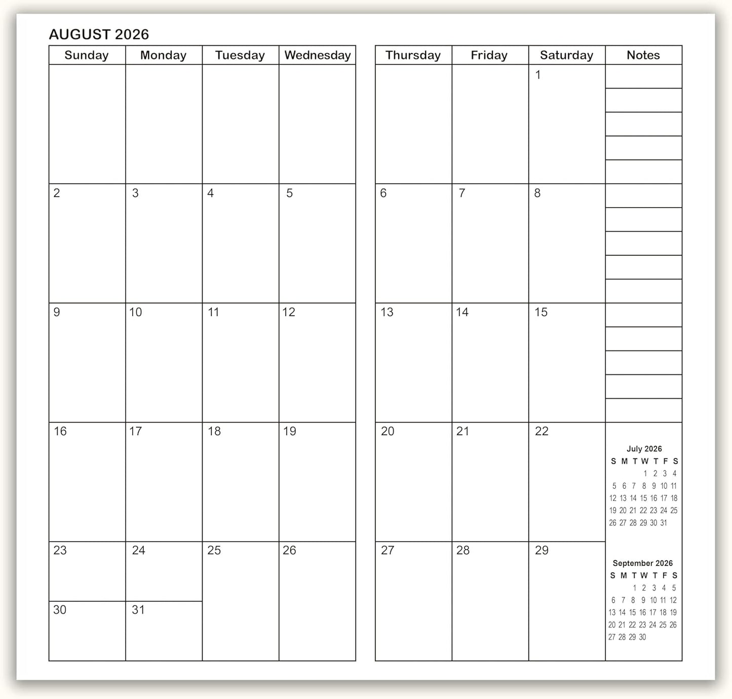 Travelers Notebook Inserts Jan 2026 - Dec 2027, Travelers Notebook Calendar 2 Years, Monthly Planner, Regular Size TN Journal, 8.3 x 4.25 inches, 1pcs