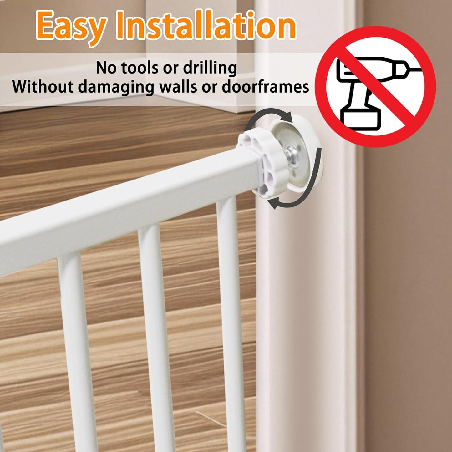 Dog Gate, SHYUJAJIE Adjustable Extra Wide Short Dog Gate,Small Pet Gate with 4 Extension Kits, Pressure Mounted for Doorways & Stairs (White, 18-48" W*14" H)