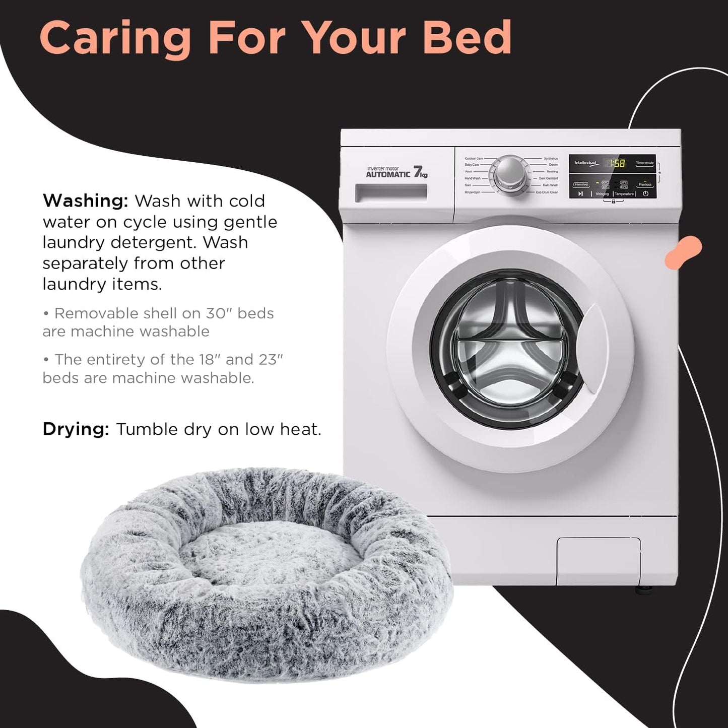 Best Friends by Sheri SnuggleSoft Faux Fur Calming Donut Bed for Dogs, Gray, Medium, 30x30
