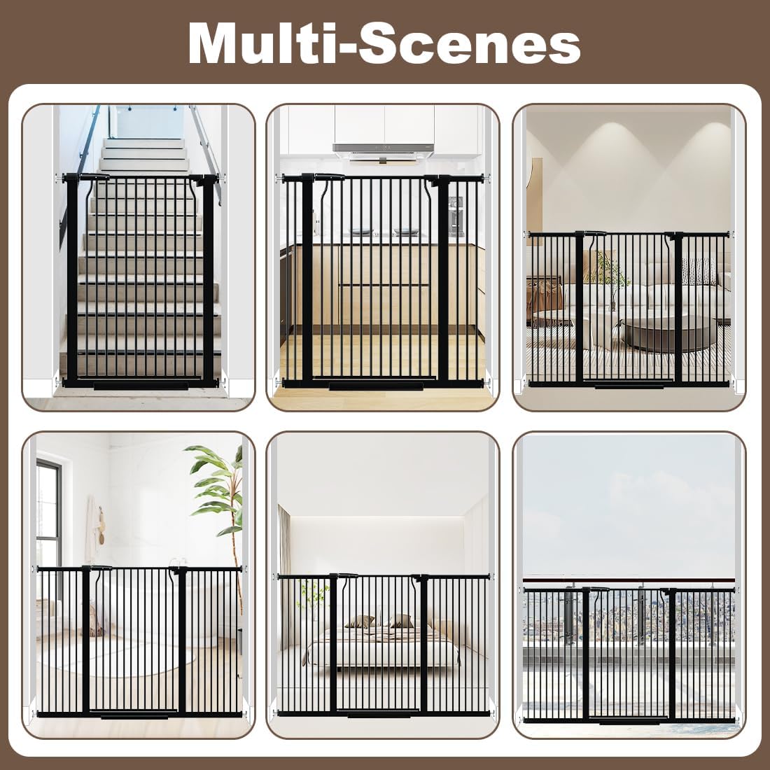 41" Extra Tall Baby Gate With Door, 40.6-54.7 In Wide Dog Gates for Doorways Stairs, Walk Through Large Pet Gate Indoor, Pressure Mounted Child Safety Gates for Kids Puppy Doggie Metal Black