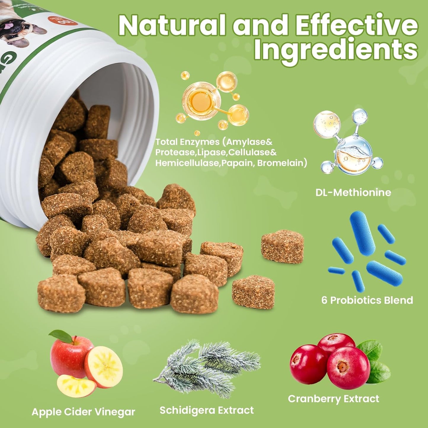 VUN Dog Urine Neutralizer for Lawn – Green Grass Dog Chews to Prevent Yellow Spots & Lawn Burn – Grass Saver Soft Chews with DL-Methionine,Cranberry&Probiotics-100 Soft Chews