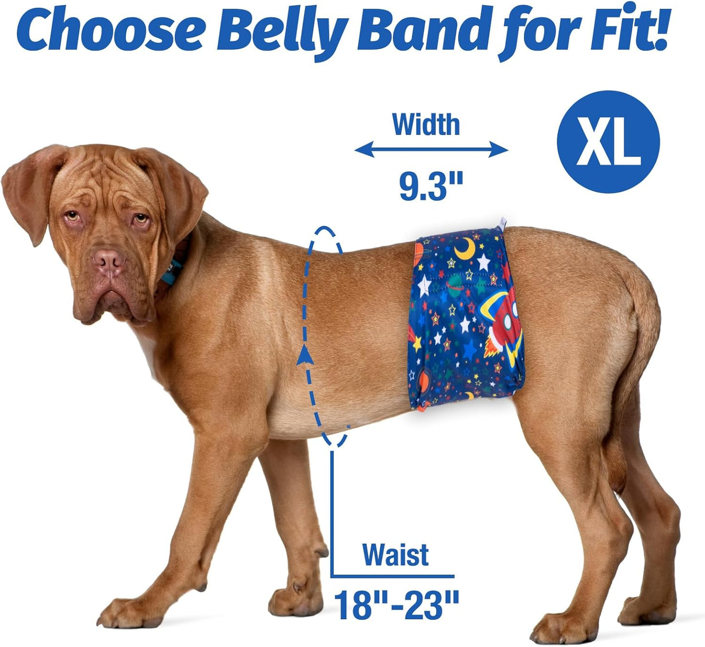 Pet Soft Dog Belly Band - 3 Packs Reusable Dog Diapers Male Doggy Diapers Wraps - Washable Dogs Belly Bands for Male Dogs (Space, XL)