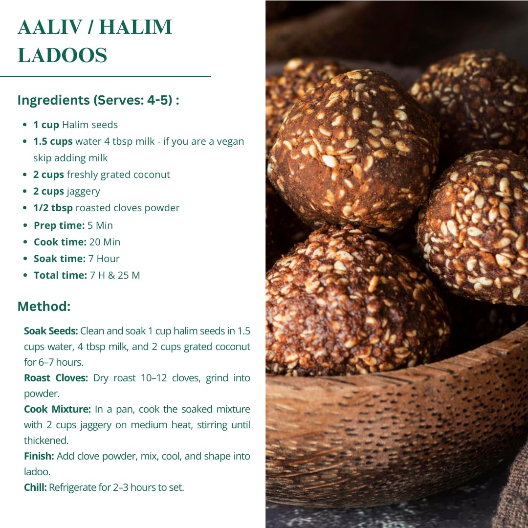 Nutriwish Natural Halim Seeds | 17.6 oz (500 g) | Pure & Natural Garden Cress | Safe & Beneficial Aliv Seeds | Halim Aliv Garden Cress Seeds for Eating | No Additives | High Protein Snack |